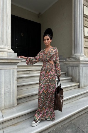 223023 TOPTAN DESENLİ ELBİSE