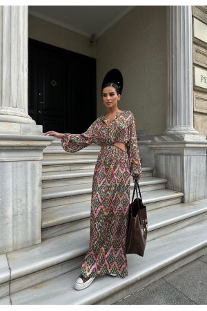 223023 TOPTAN DESENLİ ELBİSE