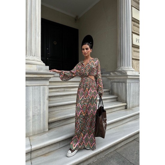 223023 TOPTAN DESENLİ ELBİSE