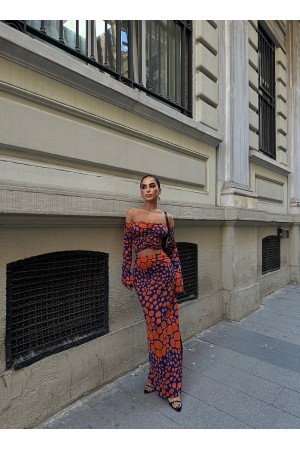 223028 TOPTAN DESENLİ ELBİSE