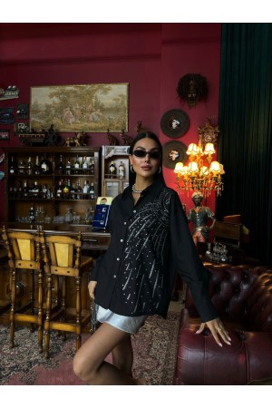 223036 TOPTAN SİYAH GÖMLEK