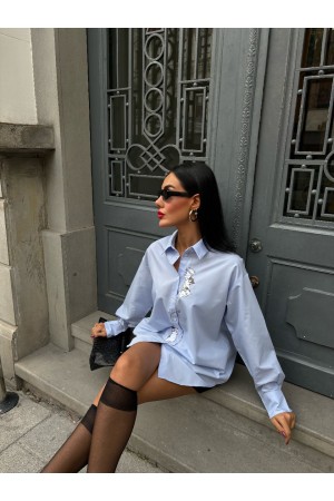 223041 TOPTAN BEBE MAVİ GÖMLEK