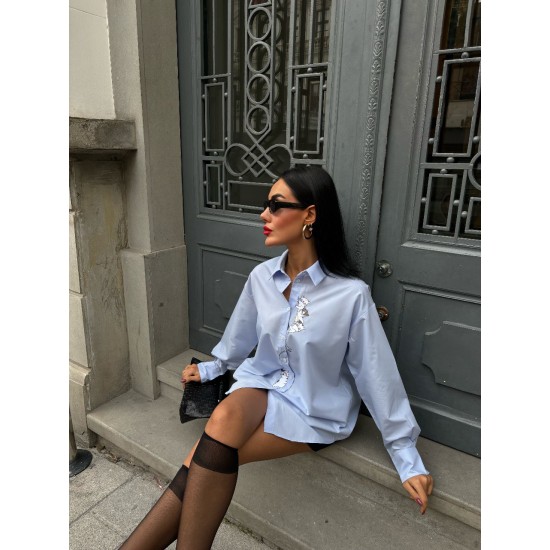 223041 bebe blue SHIRT