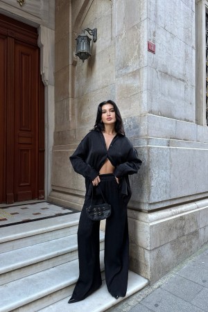 223047 TOPTAN SİYAH PANTOLON TAKIM