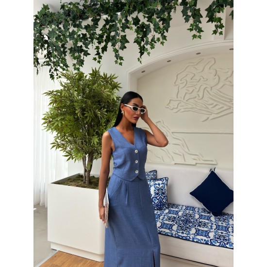 223068 TOPTAN MAVİ ETEK TAKIM