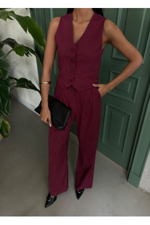 223088 TOPTAN BORDO PANTOLON TAKIM