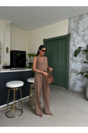 223089 TOPTAN KAHVE PANTOLON TAKIM