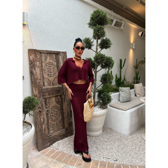 223097 burgundy Skirt