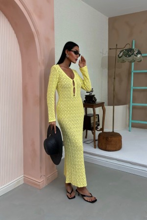 223104 TOPTAN SARI ELBİSE