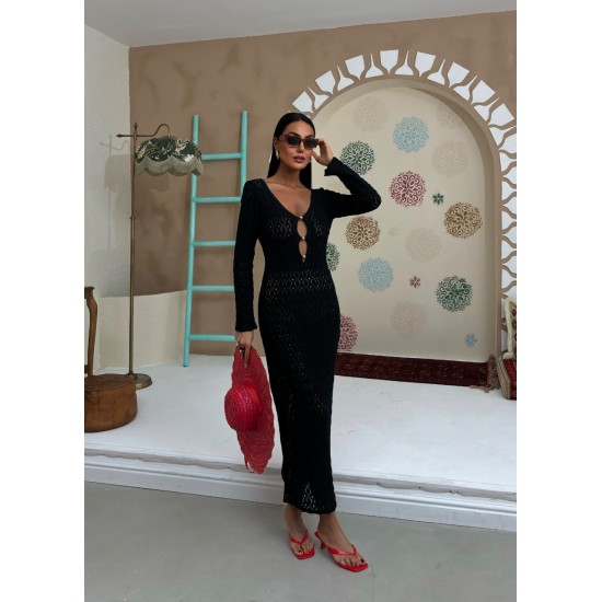 223105 TOPTAN SİYAH ELBİSE