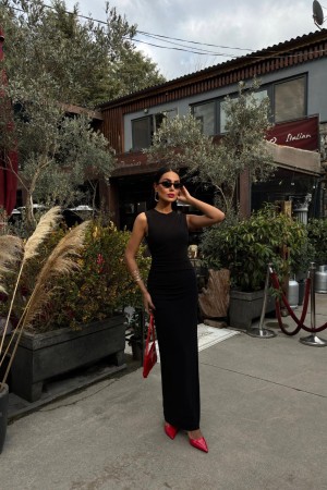 223122 TOPTAN SİYAH ELBİSE