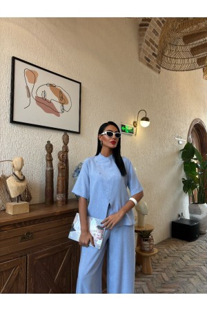 223129 TOPTAN BEBE MAVİ PANTOLON TAKIM