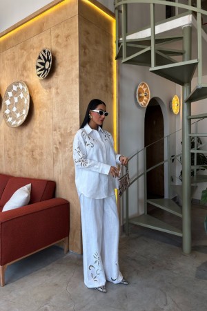 223143 TOPTAN BEYAZ PANTOLON TAKIM