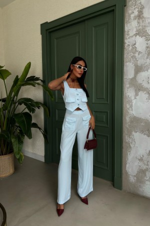 223166 TOPTAN BEYAZ PANTOLON TAKIM