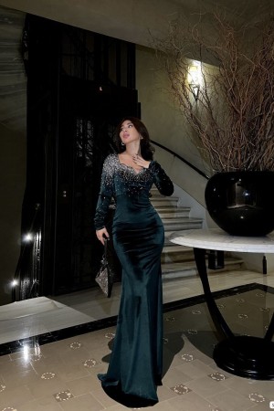 223423 TOPTAN ZÜMRÜT YEŞİL ABİYE