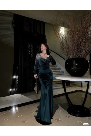 223423 TOPTAN ZÜMRÜT YEŞİL ABİYE