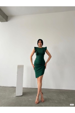 223431 TOPTAN ZÜMRÜT YEŞİL ELBİSE