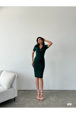 223459 TOPTAN ZÜMRÜT YEŞİL ELBİSE