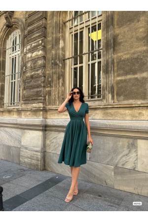 223468 TOPTAN ZÜMRÜT YEŞİL ELBİSE