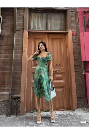 223488 TOPTAN DESENLİ ELBİSE