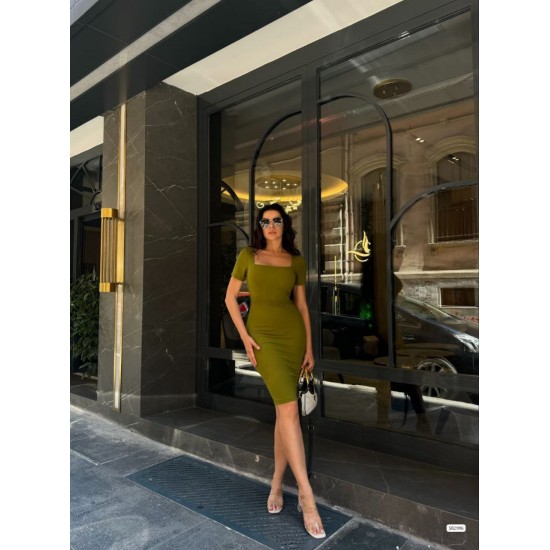 223501 TOPTAN YEŞİL ELBİSE