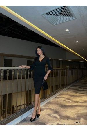 223507 TOPTAN SİYAH ELBİSE