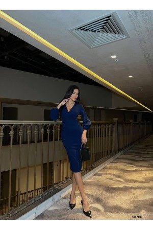 223509 TOPTAN LACİVERT ELBİSE