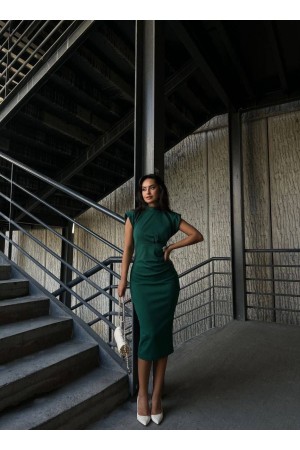 223539 TOPTAN ZÜMRÜT YEŞİL ELBİSE