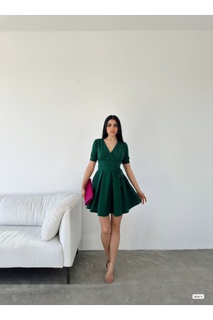 223546 TOPTAN ZÜMRÜT YEŞİL ELBİSE