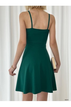 223644 TOPTAN ZÜMRÜT YEŞİL ELBİSE