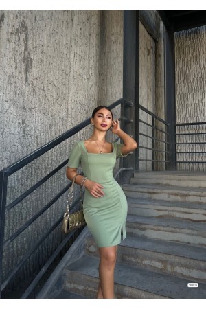 223651 TOPTAN SU YEŞİL ELBİSE