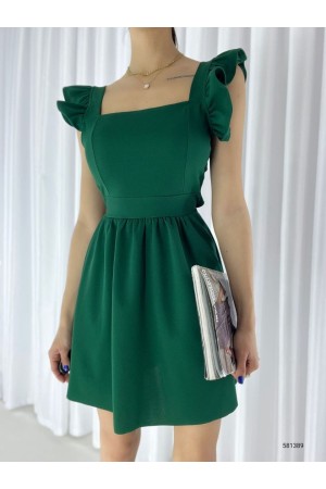 223671 TOPTAN ZÜMRÜT YEŞİL ELBİSE