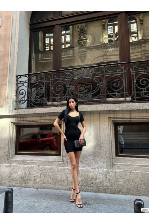 223679 TOPTAN SİYAH ELBİSE