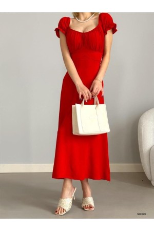 223691 TOPTAN KIRMIZI ELBİSE