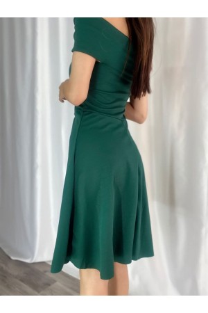 223711 TOPTAN ZÜMRÜT YEŞİL ELBİSE