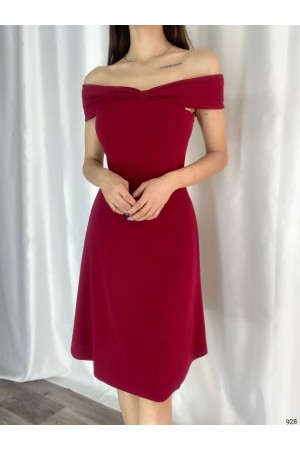 223713 TOPTAN BORDO ELBİSE