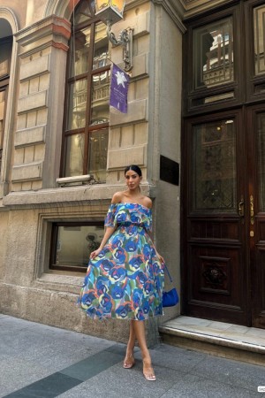 223715 TOPTAN DESENLİ ELBİSE