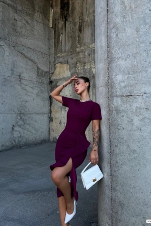 223724 burgundy DRESS