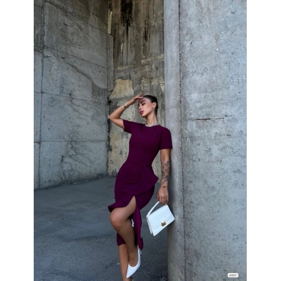 223724 burgundy DRESS