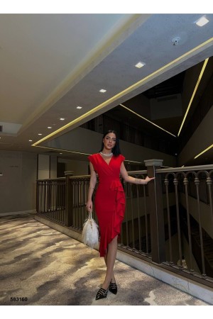 223763 TOPTAN KIRMIZI ELBİSE