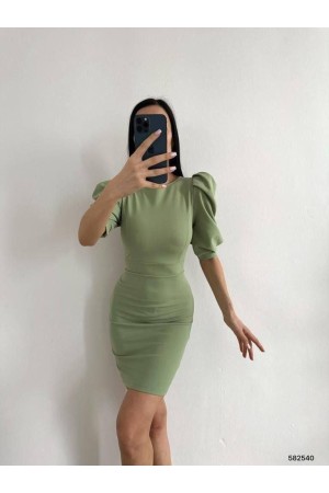 223789 TOPTAN SU YEŞİL ELBİSE