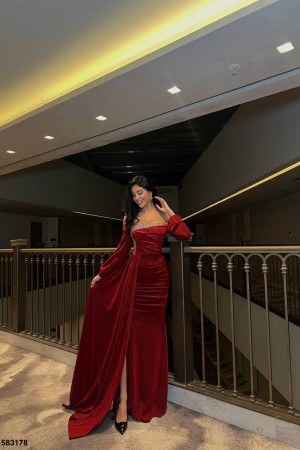 223807 burgundy Evening dress