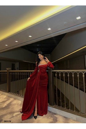 223807 burgundy Evening dress