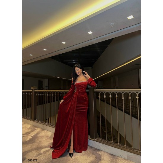 223807 burgundy Evening dress