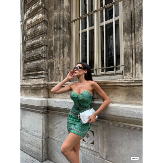 223813 TOPTAN DESENLİ ELBİSE