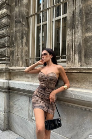 223815 TOPTAN DESENLİ ELBİSE