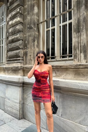 223816 TOPTAN DESENLİ ELBİSE