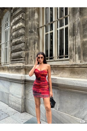 223816 TOPTAN DESENLİ ELBİSE