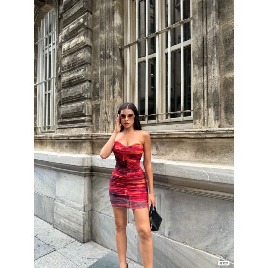 223816 TOPTAN DESENLİ ELBİSE