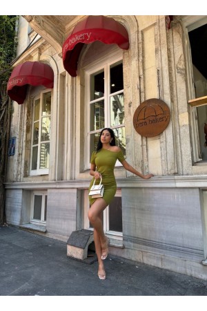 223887 TOPTAN YEŞİL ELBİSE